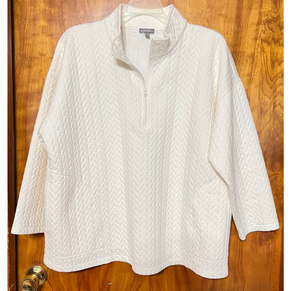 T by Talbots Jacket Size 2XP Poly/cotton knit with quilted design